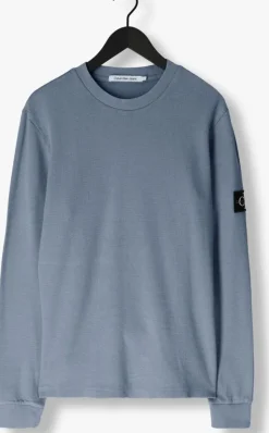 blauwe calvin klein trui washed badge waffle
