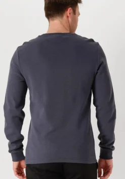 blauwe calvin klein trui woven label waffle ls tee