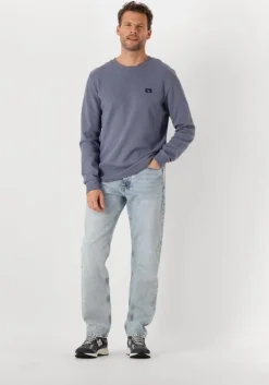 blauwe calvin klein trui woven label waffle ls tee