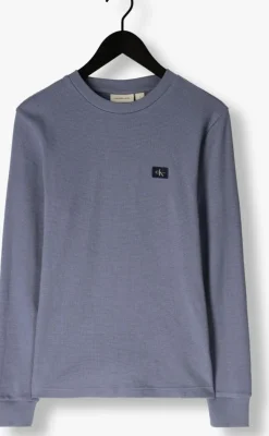 blauwe calvin klein trui woven label waffle ls tee