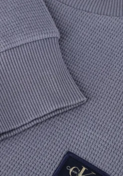 blauwe calvin klein trui woven label waffle ls tee