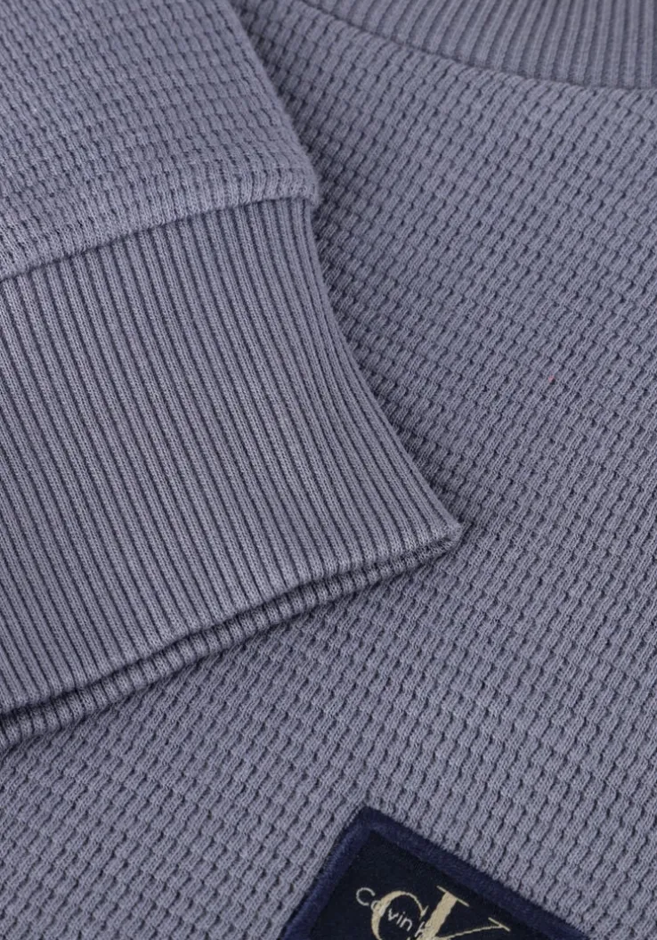 blauwe calvin klein trui woven label waffle ls tee