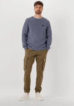 blauwe calvin klein trui woven label waffle ls tee