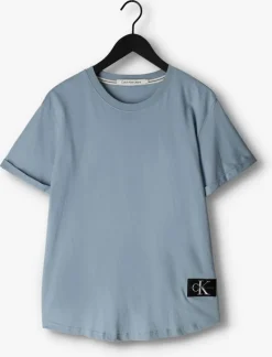 blauwe calvin klein t-shirt badge turn up sleeve