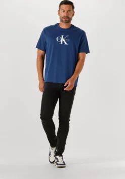 blauwe calvin klein t-shirt ss hero monologo tee 20s