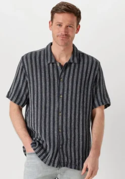 blauwe cast iron casual overhemd short sleeve shirt yd stripe regular fit