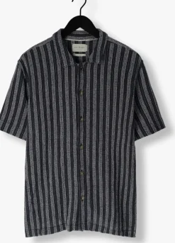 blauwe cast iron casual overhemd short sleeve shirt yd stripe regular fit