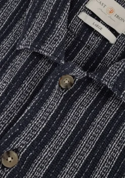 blauwe cast iron casual overhemd short sleeve shirt yd stripe regular fit