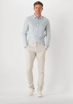 blauwe cast iron casual overhemd long sleeve shirt twill jersey 2 tone