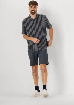 blauwe cast iron korte broek riser shorts comfort stretch