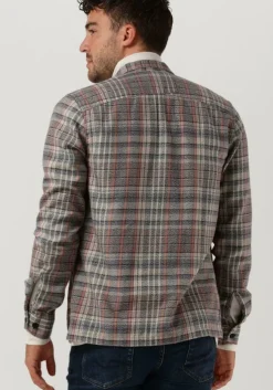 blauwe cast iron overshirt long sleeve shirt mouline check shirtjacket