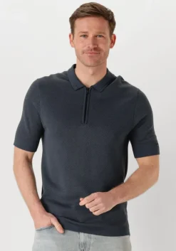 blauwe cast iron polo short sleeve polo regular fit cotton modal