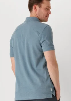 blauwe cast iron polo short sleeve polo popcorn jersey melange