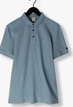 blauwe cast iron polo short sleeve polo popcorn jersey melange