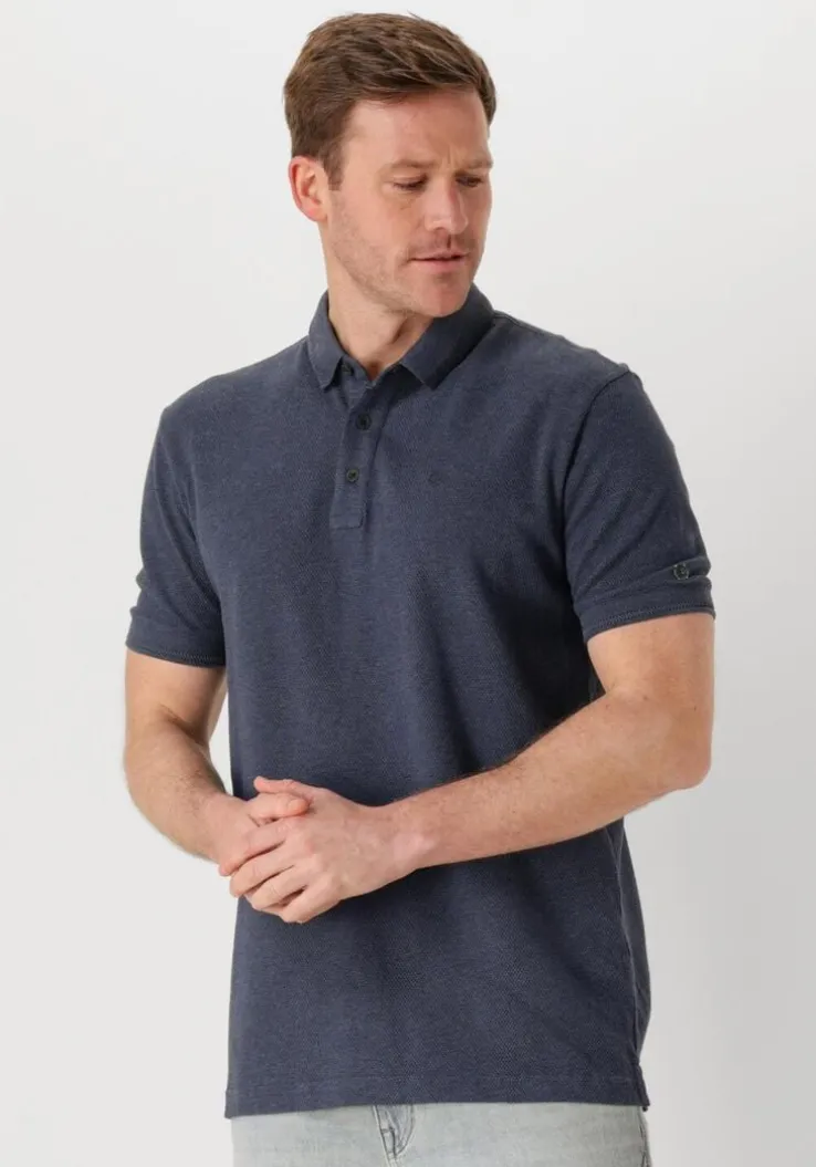 blauwe cast iron polo short sleeve polo popcorn jersey melange