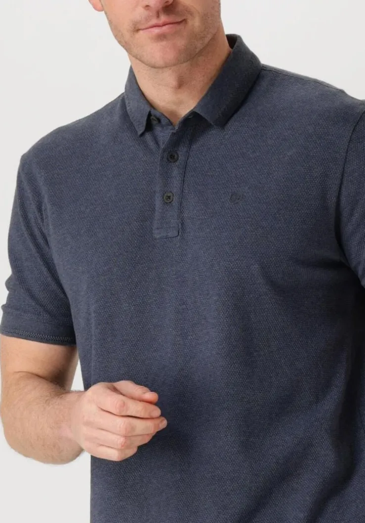 blauwe cast iron polo short sleeve polo popcorn jersey melange