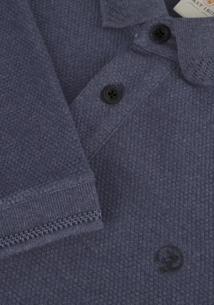blauwe cast iron polo short sleeve polo popcorn jersey melange