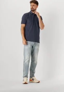 blauwe cast iron polo short sleeve polo popcorn jersey melange