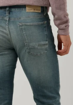 blauwe cast iron slim fit jeans riser slim blue green ocean