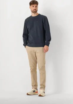 blauwe cast iron trui long sleeve r-neck regular fit twill