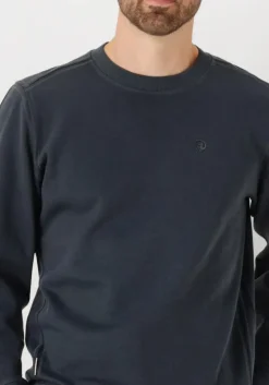 blauwe cast iron trui long sleeve r-neck regular fit twill