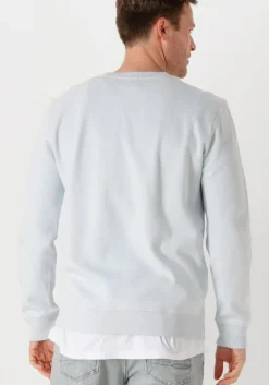 blauwe cast iron trui long sleeve r-neck regular fit twill