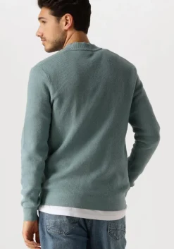 blauwe cast iron trui mock neck fine boucle