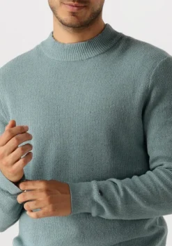 blauwe cast iron trui mock neck fine boucle