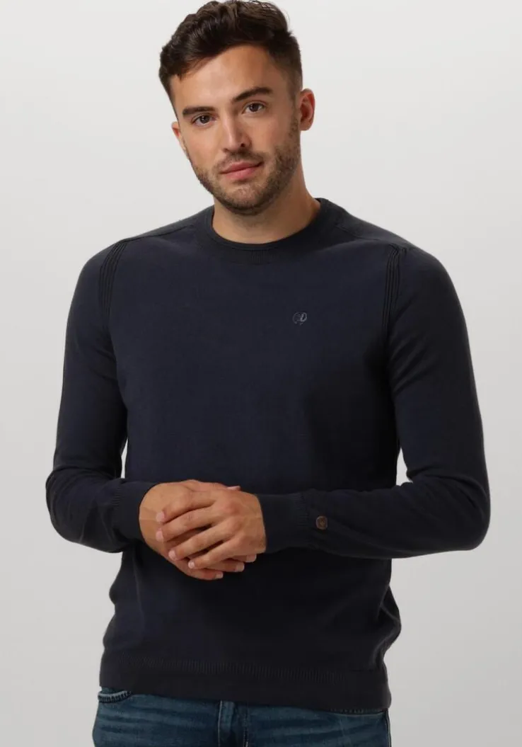 blauwe cast iron truien/vesten crewneck essential cotton stretch