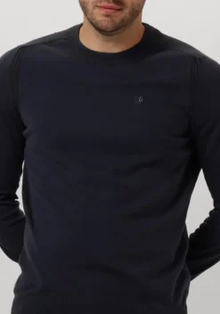 blauwe cast iron truien/vesten crewneck essential cotton stretch