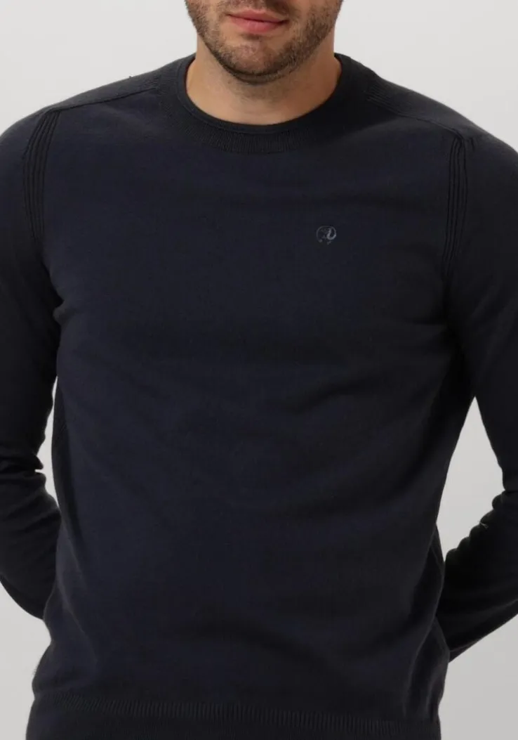 blauwe cast iron truien/vesten crewneck essential cotton stretch