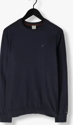 blauwe cast iron truien/vesten crewneck essential cotton stretch