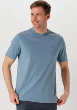 blauwe cast iron t-shirt short sleeve r-neck regular fit interlock