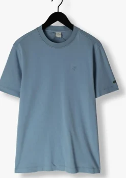 blauwe cast iron t-shirt short sleeve r-neck regular fit interlock