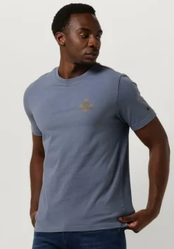 blauwe cast iron t-shirt short sleeve r-neck regular fit cotton