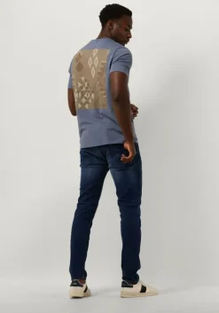 blauwe cast iron t-shirt short sleeve r-neck regular fit cotton