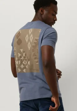 blauwe cast iron t-shirt short sleeve r-neck regular fit cotton