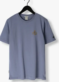 blauwe cast iron t-shirt short sleeve r-neck regular fit cotton