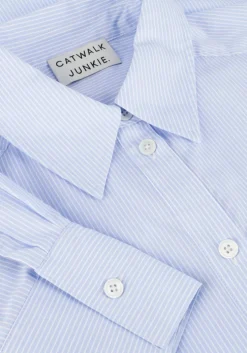 blauwe catwalk junkie blouses open shoulder blouse