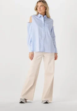 blauwe catwalk junkie blouses open shoulder blouse