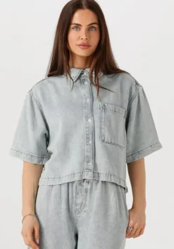 blauwe catwalk junkie blouses short sleeve denim blouse