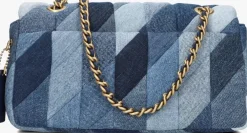 blauwe coach handtas quilted patchwork denim tabby