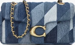 blauwe coach handtas quilted patchwork denim tabby