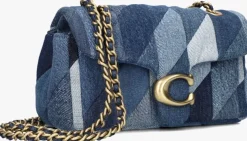 blauwe coach handtas quilted patchwork denim tabby