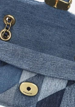 blauwe coach handtas quilted patchwork denim tabby