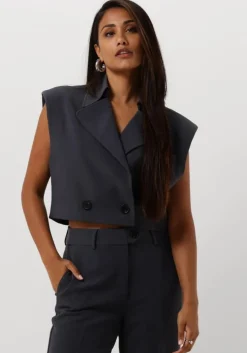 blauwe co'couture gilet vola crop waistcoat