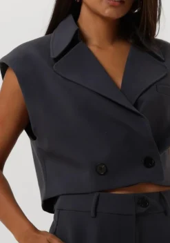 blauwe co'couture gilet vola crop waistcoat