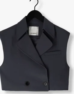 blauwe co'couture gilet vola crop waistcoat
