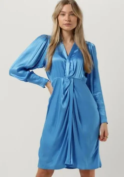 blauwe co'couture midi jurk harvey drape dress