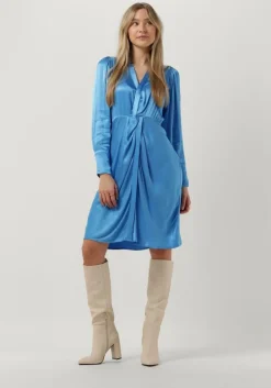 blauwe co'couture midi jurk harvey drape dress